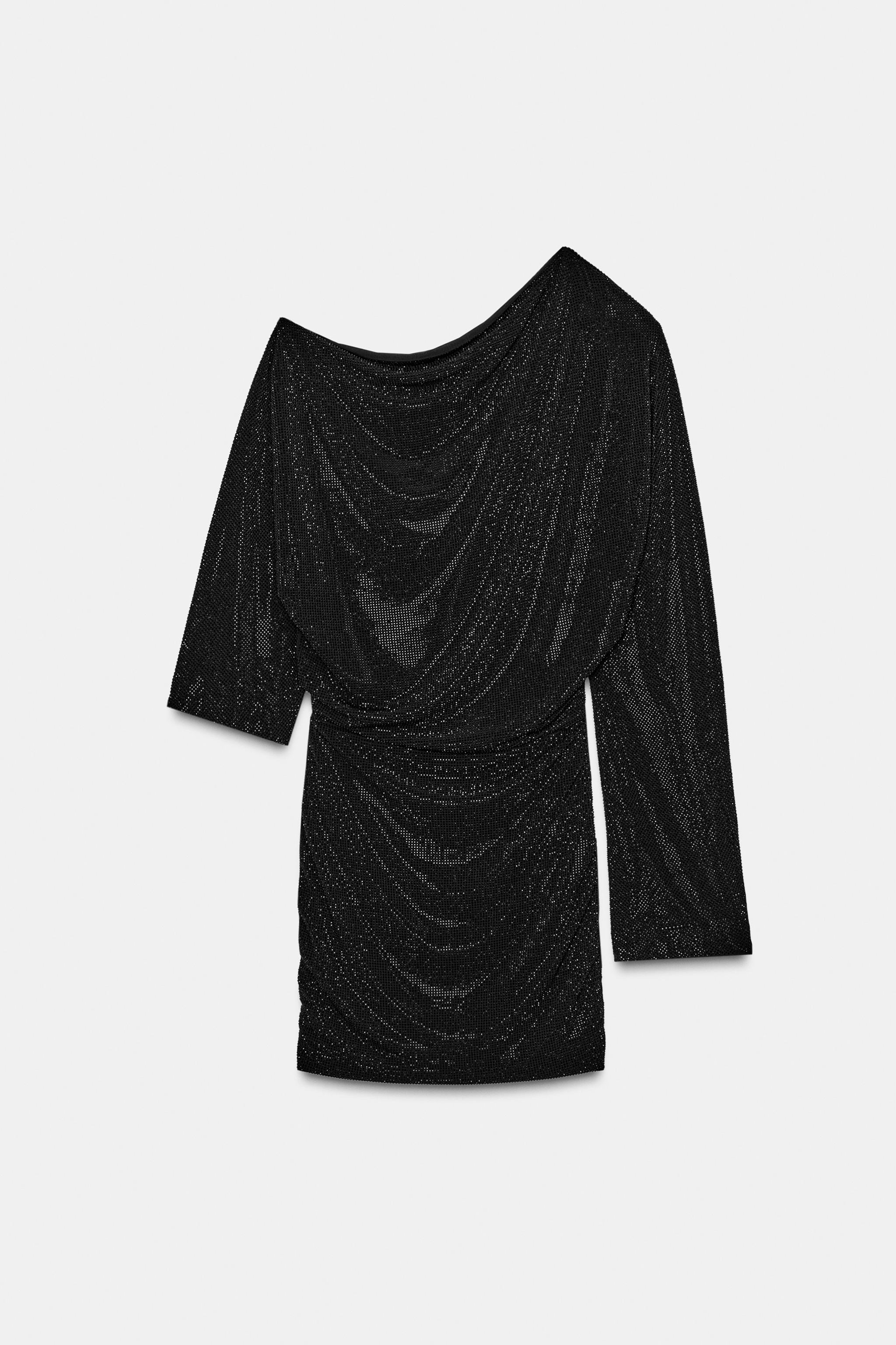 ROBE COURTE ASYMÉTRIQUE STRASS
